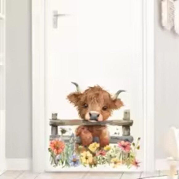 Cute Highland Cow Self-adhesive Wall Decals - Picture 6 of 6